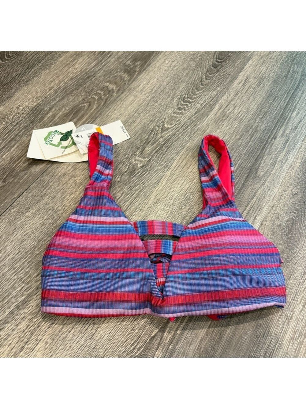 BECCA Pink and Blue RecoTex Reversible Swimwear Size S